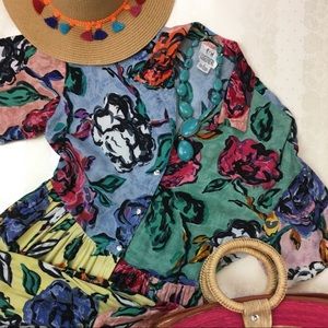 Vintage Midi Dress Floral Vacation Style Sz M